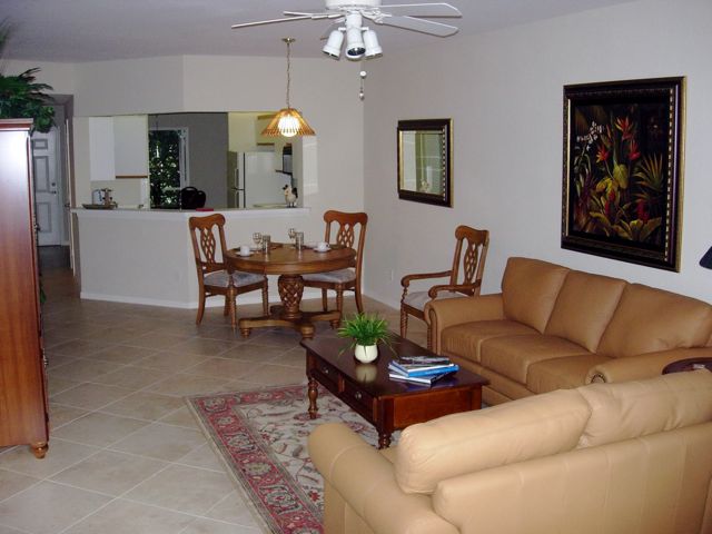 Living room with kitchen in rear