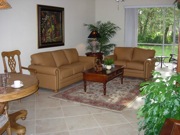 Sofa and loveseat in soft tan leather